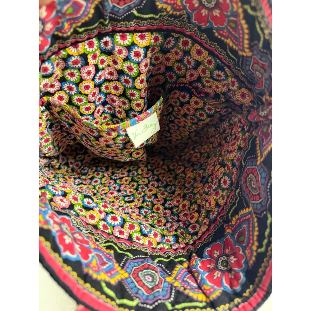 Vera Bradley Symphony in Hue Retired Mid Size Tote Bag Black Floral Shoulder Bag - Picture 11 of 12